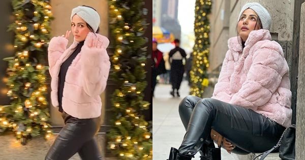 hina khan leather pants
