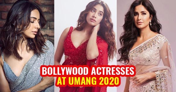 bollywood actress in saree at umang 2020 janhvi katrina rakul kriti tara ananya sophie
