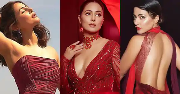 hina khan in red dresses stylish look