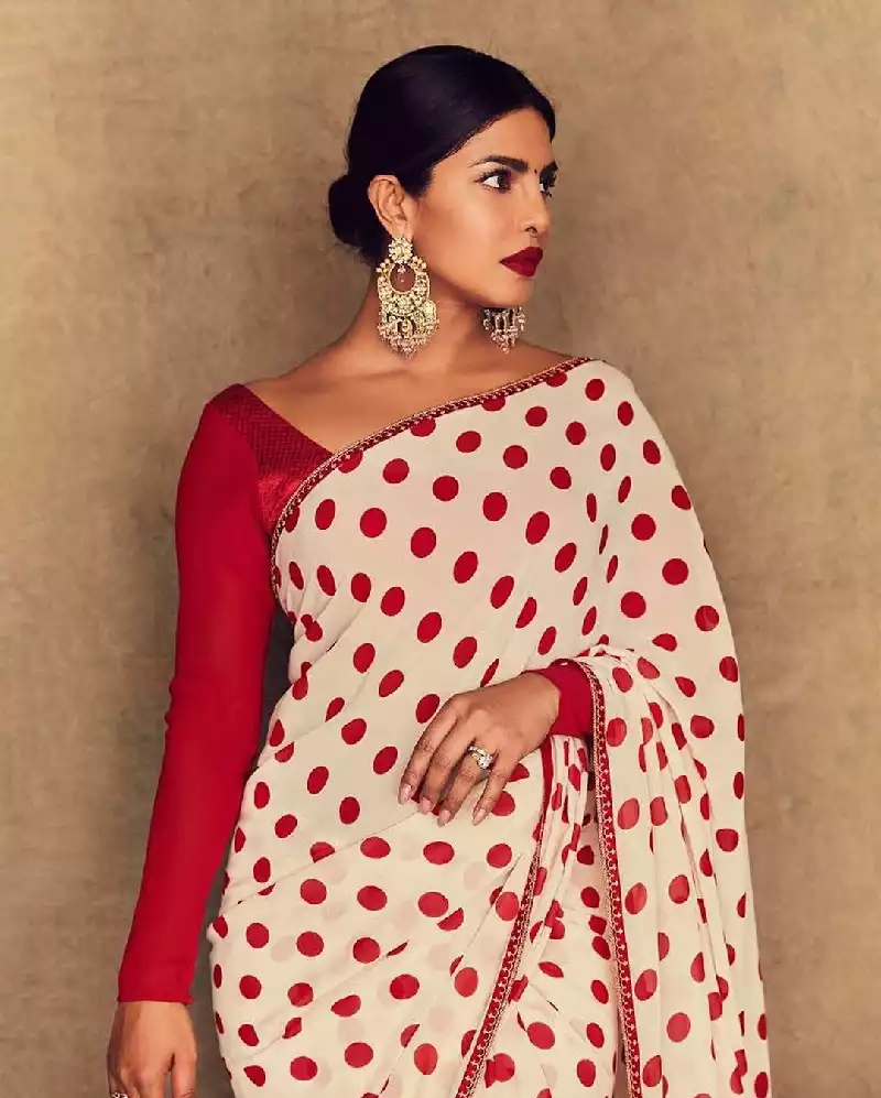 priyanka chopra full sleeves blouse saree