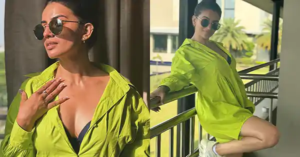 akshara singh neon green short outfit legs bhojpuri actress