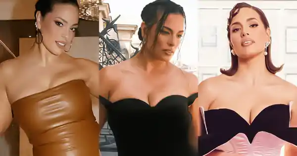 ashley graham off shoulder dress plus size model